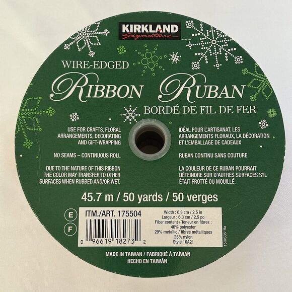 Kirkland Christmas Ribbon Wire-Edged Red Gold 50 Yards 2.5” Width - Picture 4 of 7